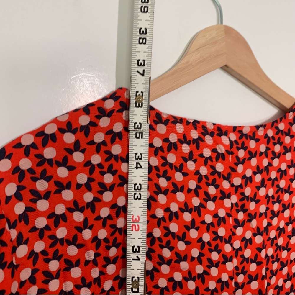 Boden Vanessa Dress Red 3/4 Sleeves Midi Length NWT Relaxed Fit Ditsy Sz 8 - Picture 12 of 16